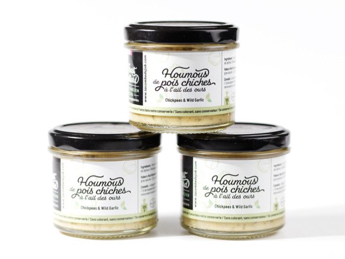 houmous de pois chiches à l'ail des ours fabriqué dans notre atelier en Corrèze