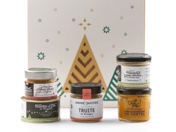 box apéro cadeau gourmand Noël – 5 produits tartinables terre et mer artisanaux sélectionnés par La Combe de Job à Brive