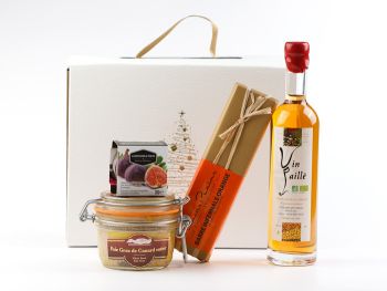 Cadeau gourmand foie gras et vin  de Corrèze signés La Combe de Job à Brive.