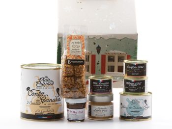 Coffret cadeau gourmand Maison de Noël La Combe de Job – spécialités du Sud-Ouest artisanales à Brive-la-Gaillarde