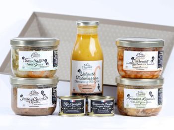Pani&egrave;re gourmande artisanale Corr&egrave;ze &agrave; offrir &agrave; personne solo &mdash; velout&eacute; potimarron foie gras cassoulet canard c&egrave;pes chou farci foie gras confit porc gel&eacute;e p&acirc;t&eacute;s corr&eacute;ziens