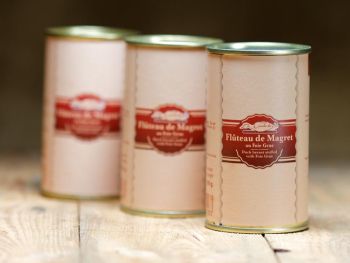 Fluteau de magret au foie gras, sp&eacute;cialit&eacute; artisanale conserverie Objat Corr&egrave;ze