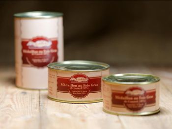 M&eacute;daillon au foie gras de canard 200g pour 4 personnes, conserverie artisanale Brive Corr&egrave;ze