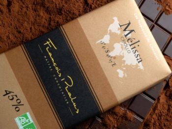 tablette chocolat lait 45% m&eacute;lissa maison pralus, a retrouver &agrave; la boutique la combe de job Brive et conserverie &agrave; Objat  Corr&egrave;ze